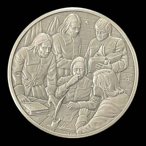 Vintage Medal History of Colonial America Pewter Coin The Fundamental Orders